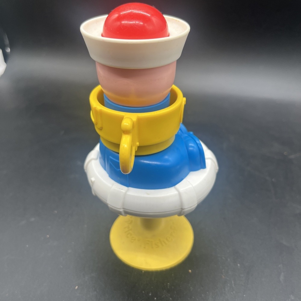 Fisher Price Sailor Baby Rattle Suction High Chair Squeak Toy Vintage 1984 - Picture 7 of 16